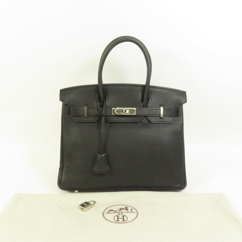 HERMES Togo皮革Birkin 30銀扣手挽袋Noir-11