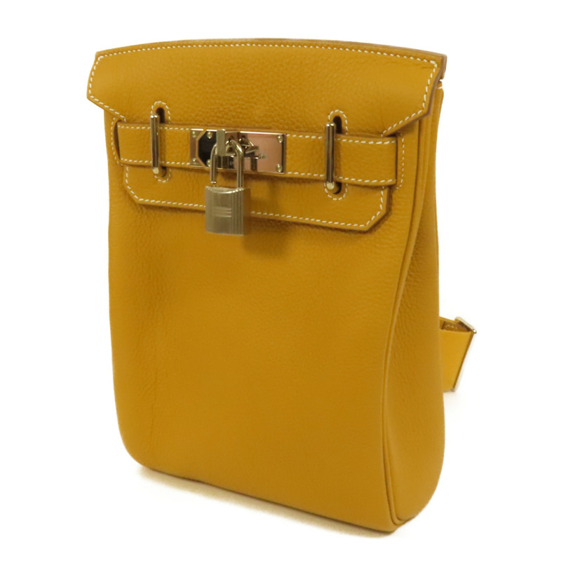 HERMES Togo皮革Hac A Dos PM銀扣背包Natural Sable-2