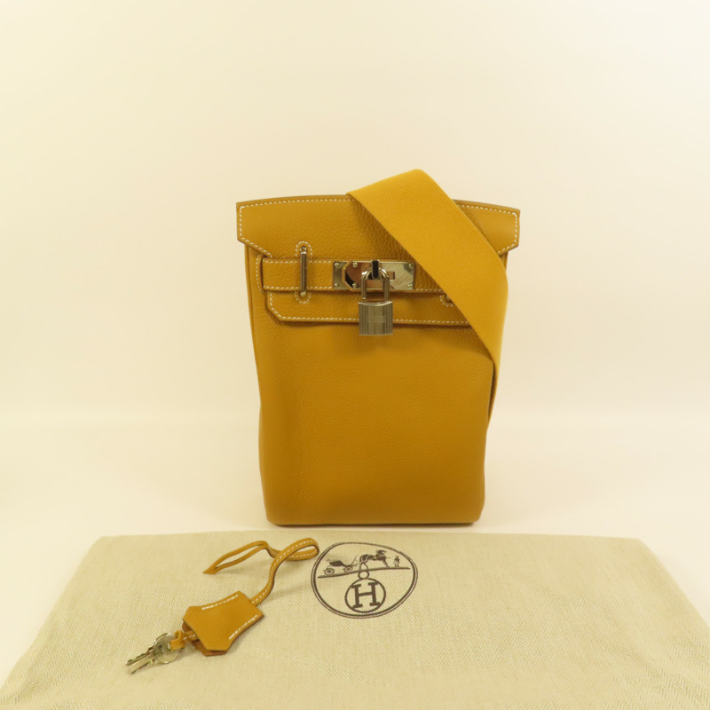 HERMES Togo皮革Hac A Dos PM銀扣背包Natural Sable-10