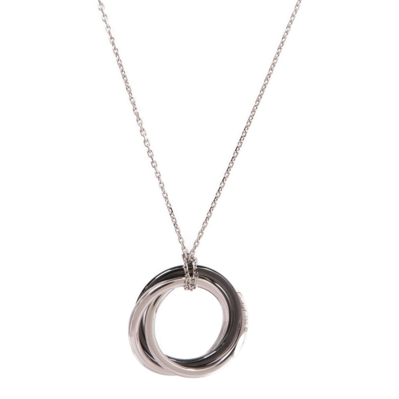CARTIER 18K白金/陶瓷Trinity Necklace鑽石項鍊-1
