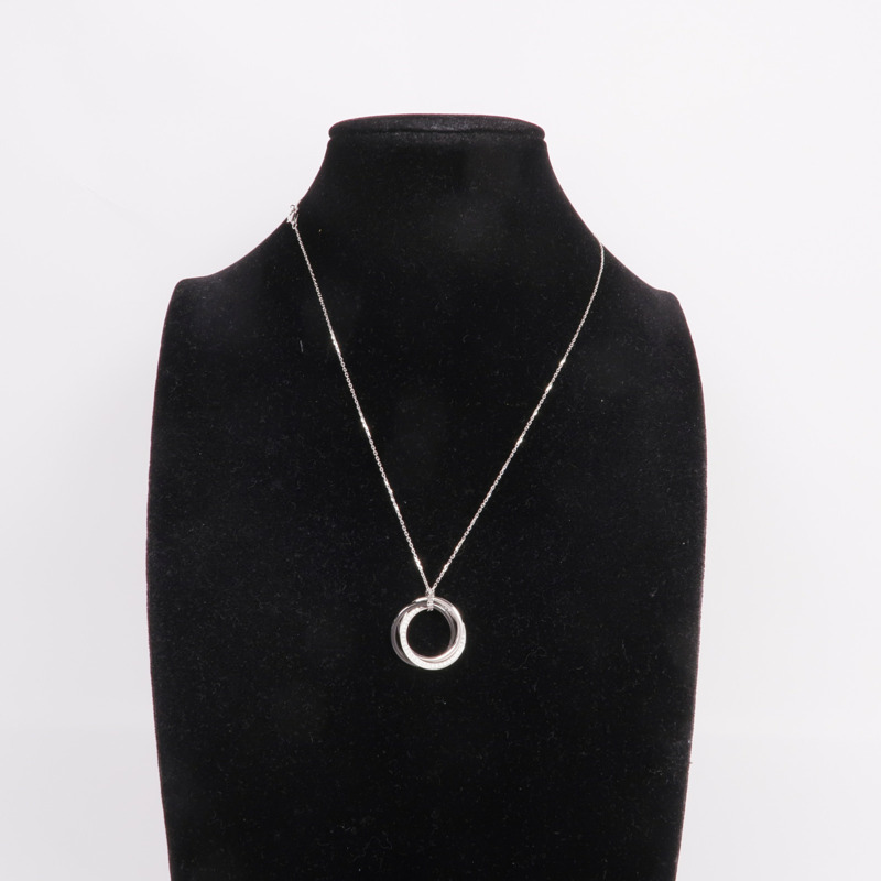 CARTIER 18K白金/陶瓷Trinity Necklace鑽石項鍊-8