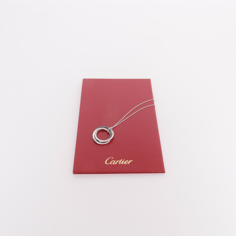 CARTIER 18K白金/陶瓷Trinity Necklace鑽石項鍊-9