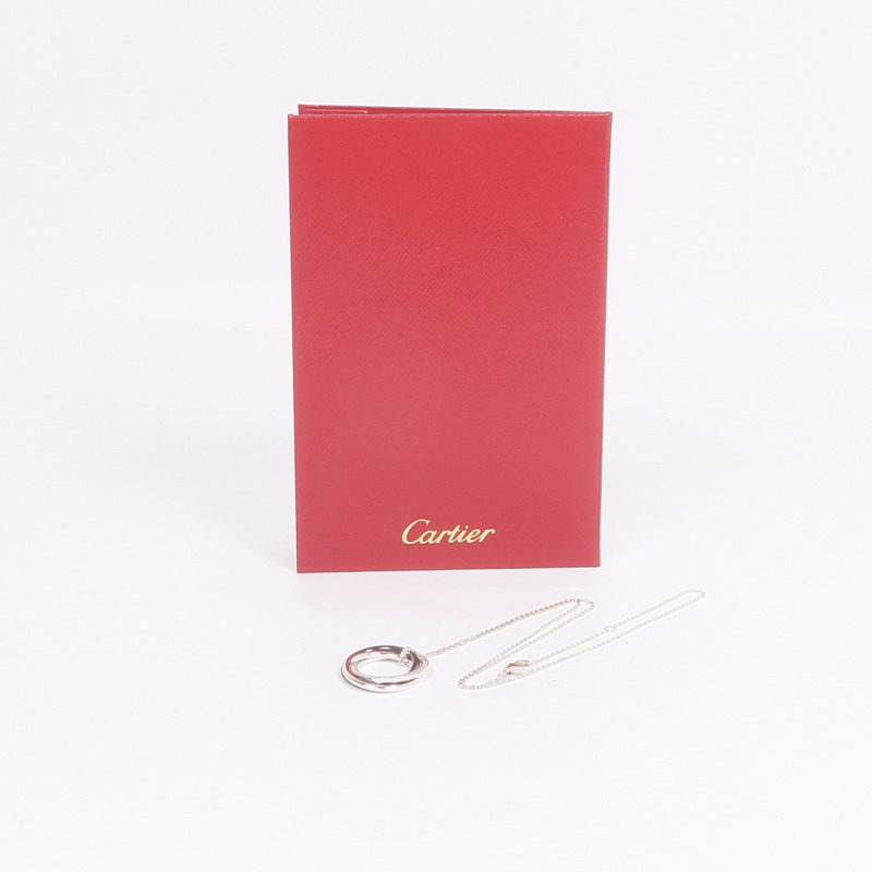 CARTIER 18K白金/陶瓷Trinity Necklace鑽石項鍊-10