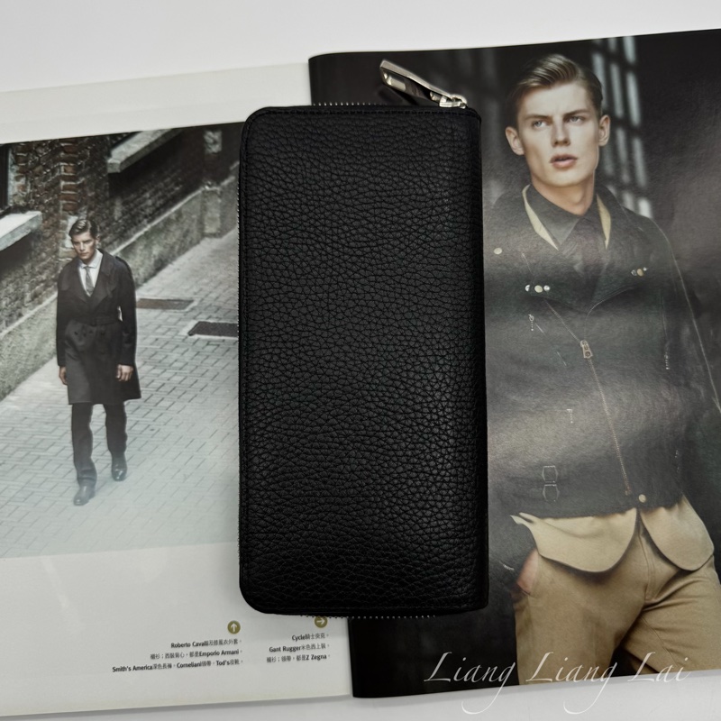 LOUIS VUITTON LV Taurillon小牛皮黑色拉鍊長夾-1