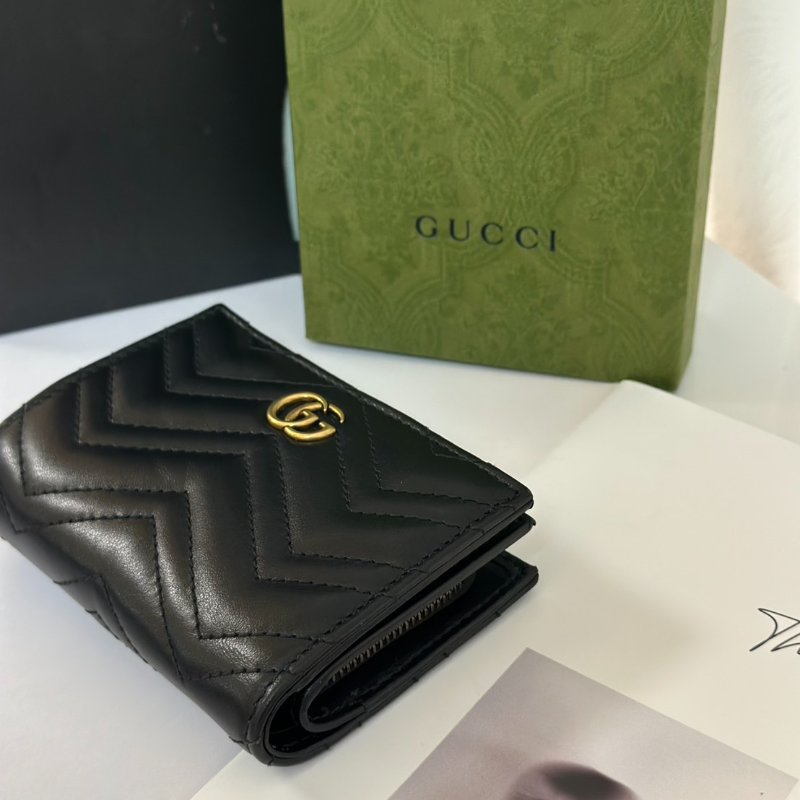 GUCCI Marmont雙折短夾 - 黑金-3