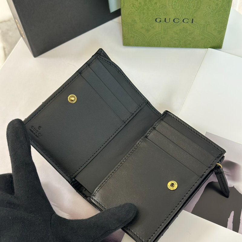 GUCCI Marmont雙折短夾 - 黑金-4