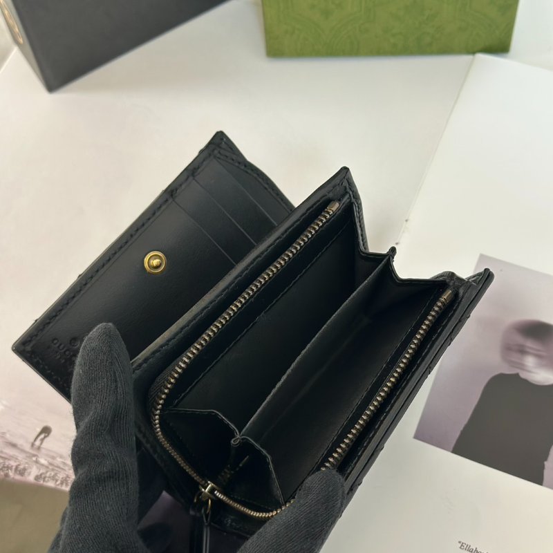 GUCCI Marmont雙折短夾 - 黑金-5