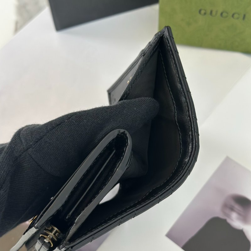 GUCCI Marmont雙折短夾 - 黑金-6