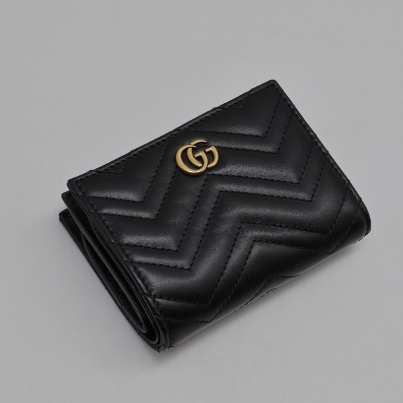 GUCCI Marmont雙折短夾 - 黑金-0