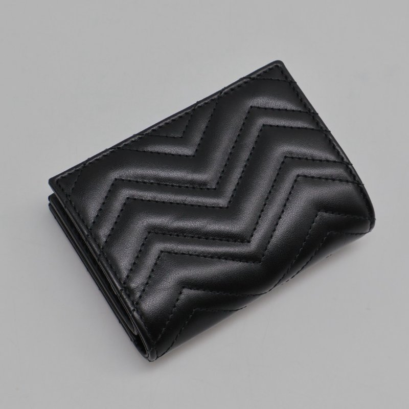 GUCCI Marmont雙折短夾 - 黑金-1