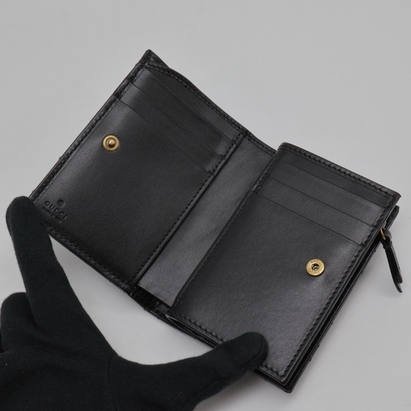 GUCCI Marmont雙折短夾 - 黑金-2