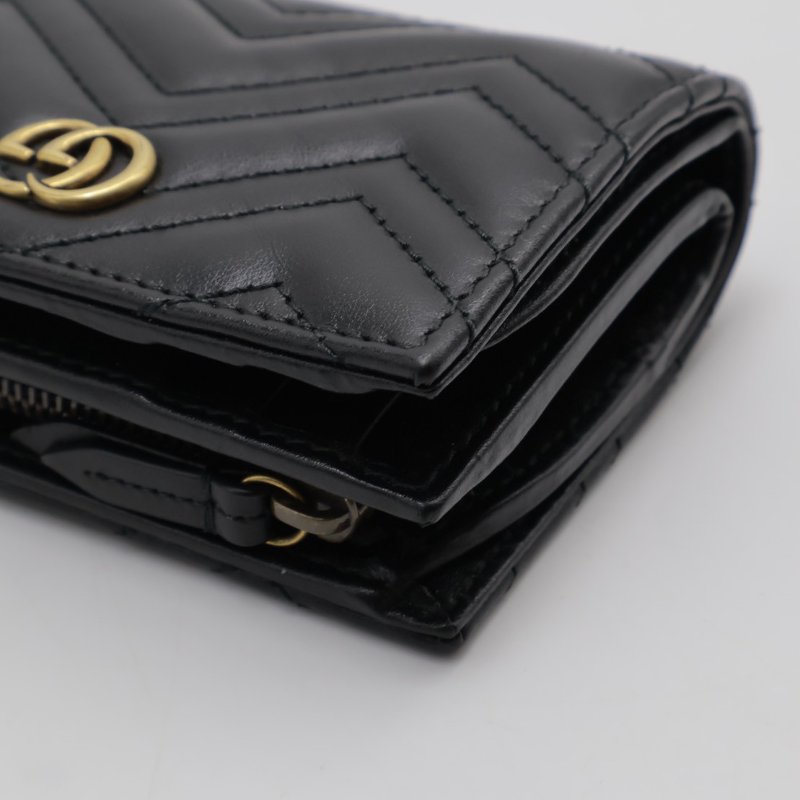 GUCCI Marmont雙折短夾 - 黑金-5