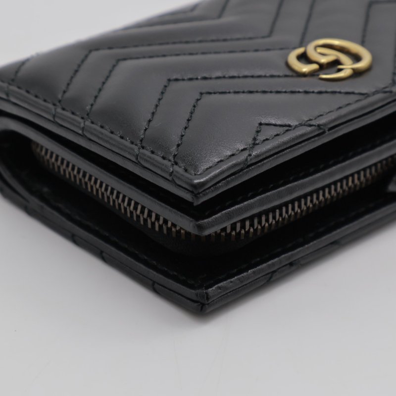 GUCCI Marmont雙折短夾 - 黑金-6