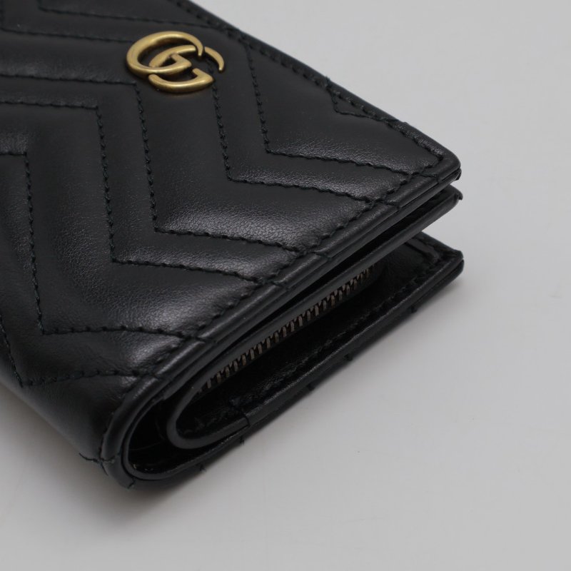 GUCCI Marmont雙折短夾 - 黑金-8