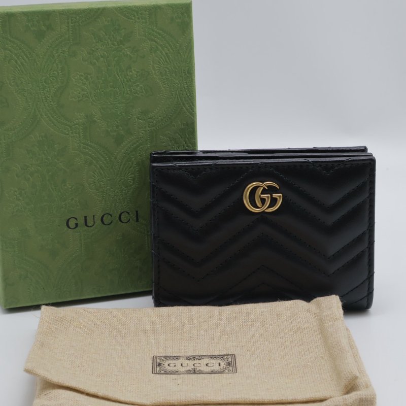 GUCCI Marmont雙折短夾 - 黑金-9