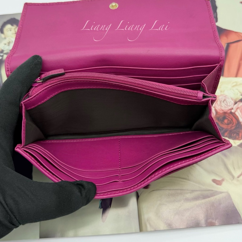 GUCCI 古馳Guccissima 壓紋瑰紅色翻蓋扣式長夾-11