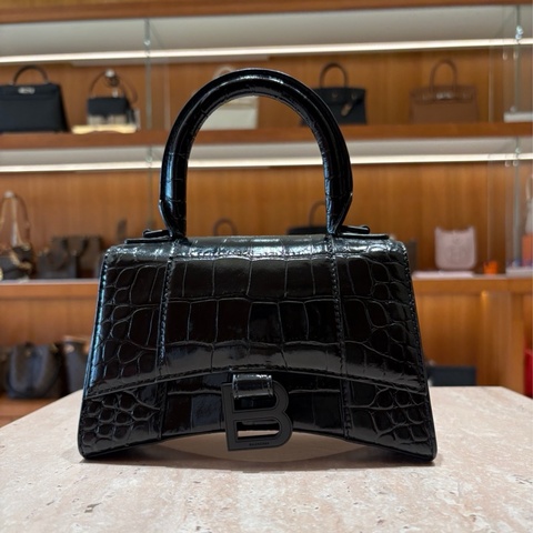 BALENCIAGA Hourglass 巴黎世家 鱷魚壓花沙漏包 XS