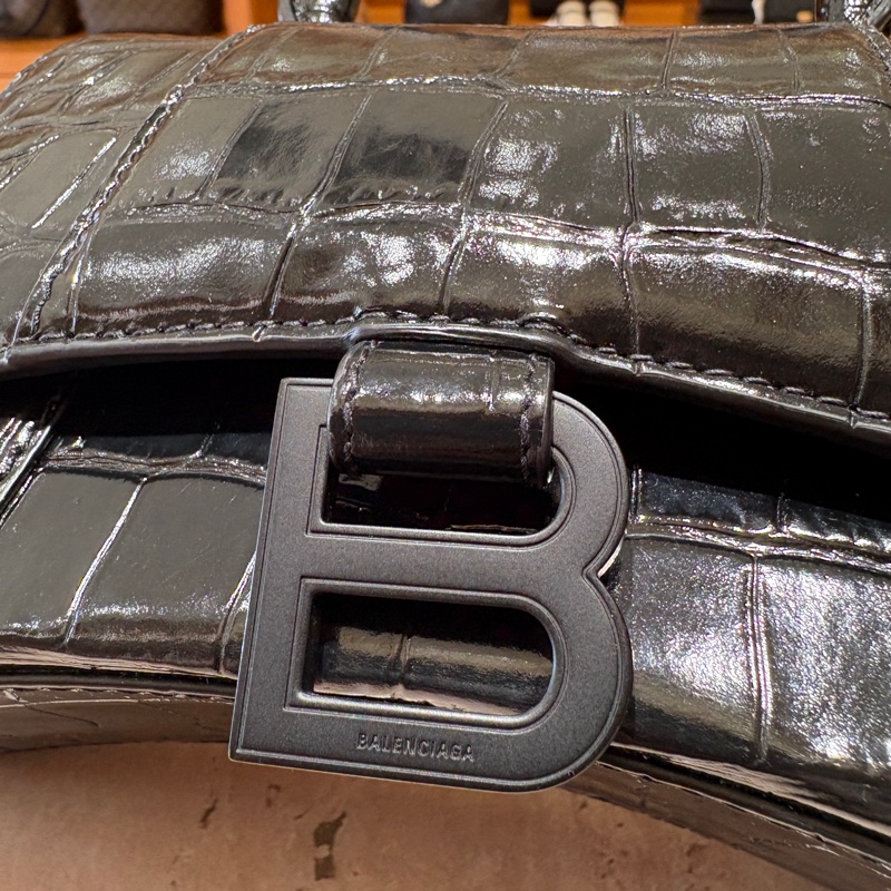 BALENCIAGA Hourglass 巴黎世家 鱷魚壓花沙漏包 XS-9