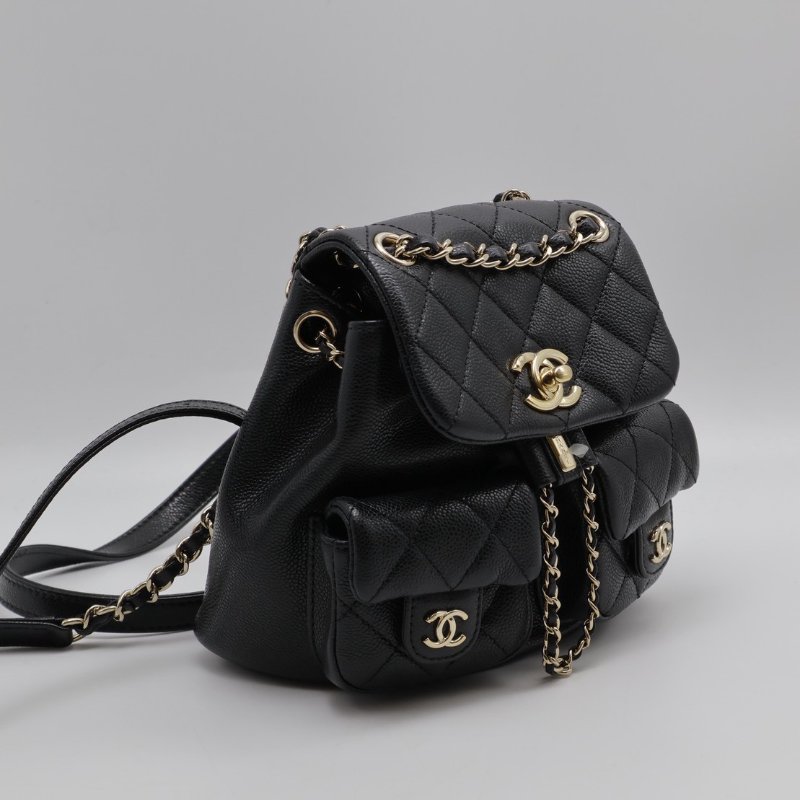 CHANEL Duma青蛙後背包 - 小號黑金-7