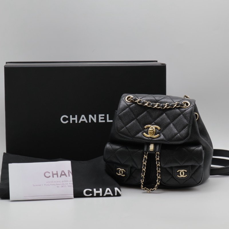 CHANEL Duma青蛙後背包 - 小號黑金-9