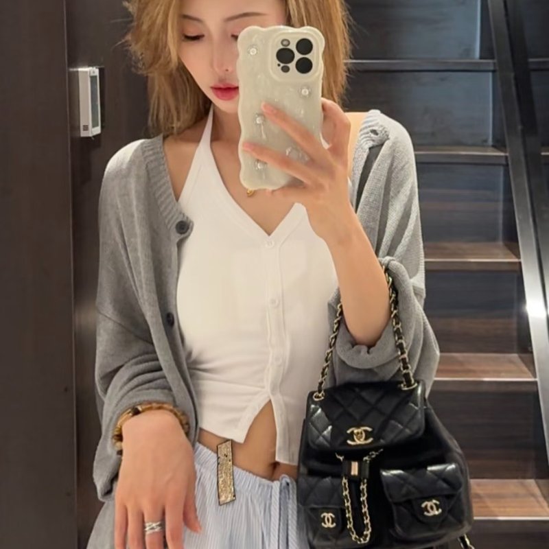 CHANEL Duma青蛙後背包 - 小號黑金-10