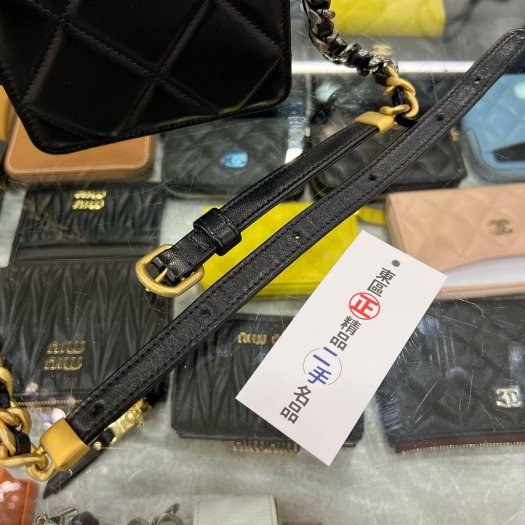 東區正精品㊣CHANEL 19 AP2522 近全新香奈兒黑色大菱格紋山羊皮銀扣金銀鍊小廢包斜背包 RZ569-8
