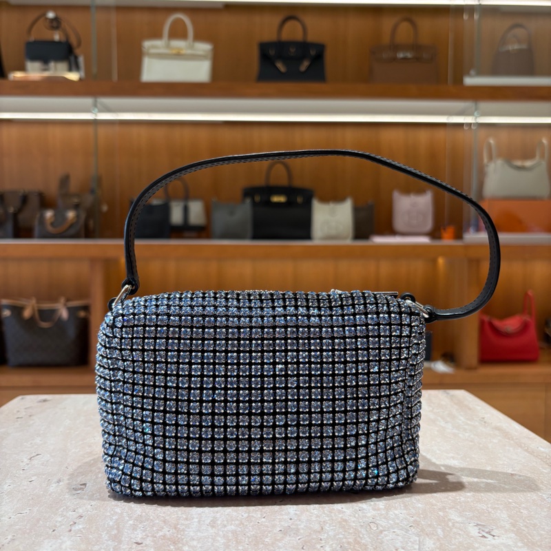 【奢華閃耀・魅力焦點】Alexander Wang heiress pouch 水晶網格晚宴包｜派對名媛必備｜極輕設計｜黑色晶鑽肩背包-1