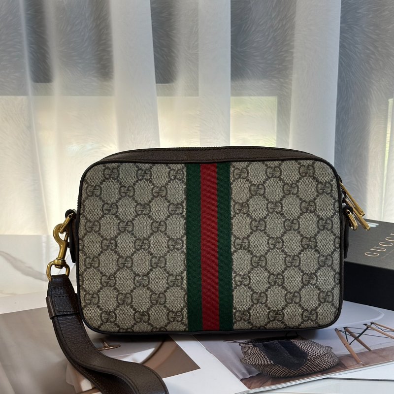 GUCCI Ophidia紅綠織帶老花相機包-4