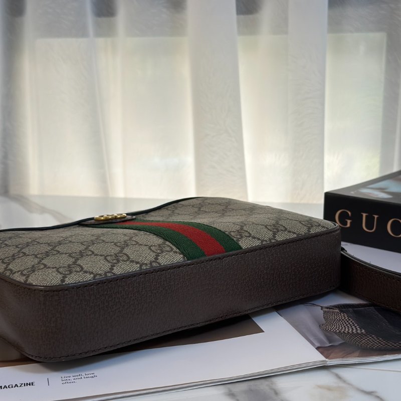 GUCCI Ophidia紅綠織帶老花相機包-6