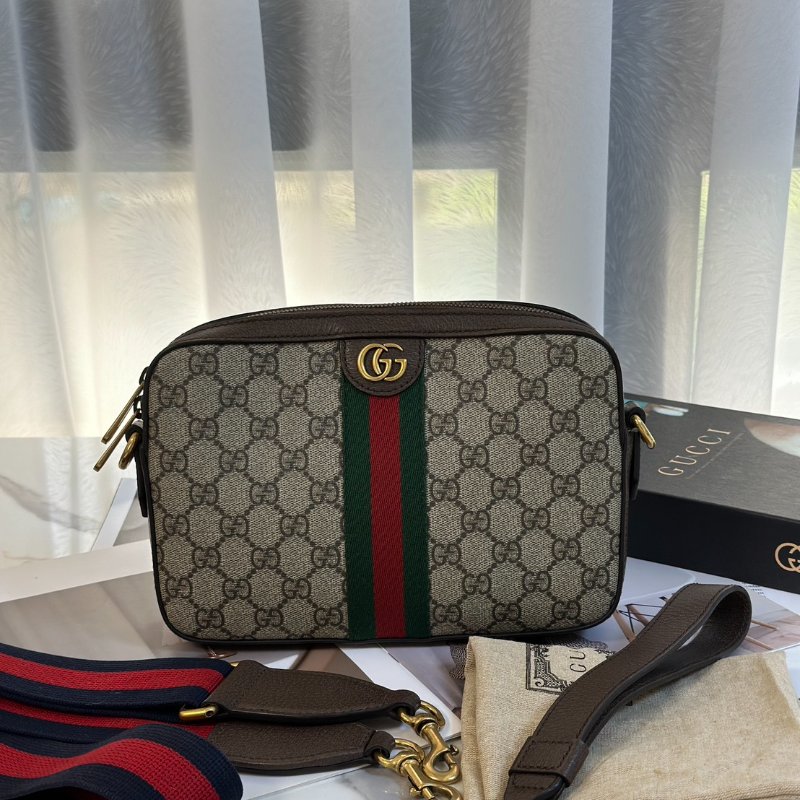 GUCCI Ophidia紅綠織帶老花相機包-8