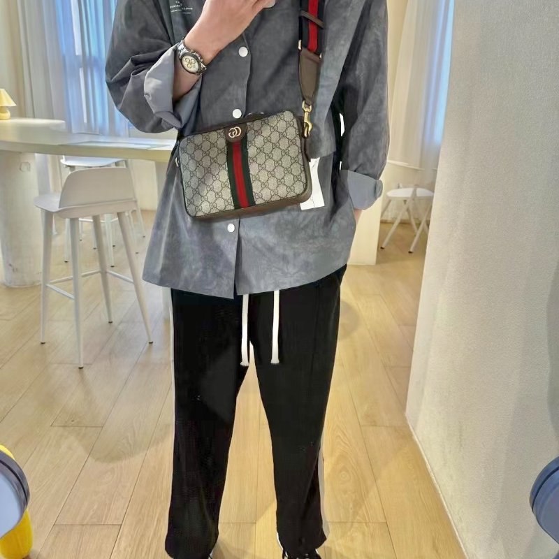 GUCCI Ophidia紅綠織帶老花相機包-9