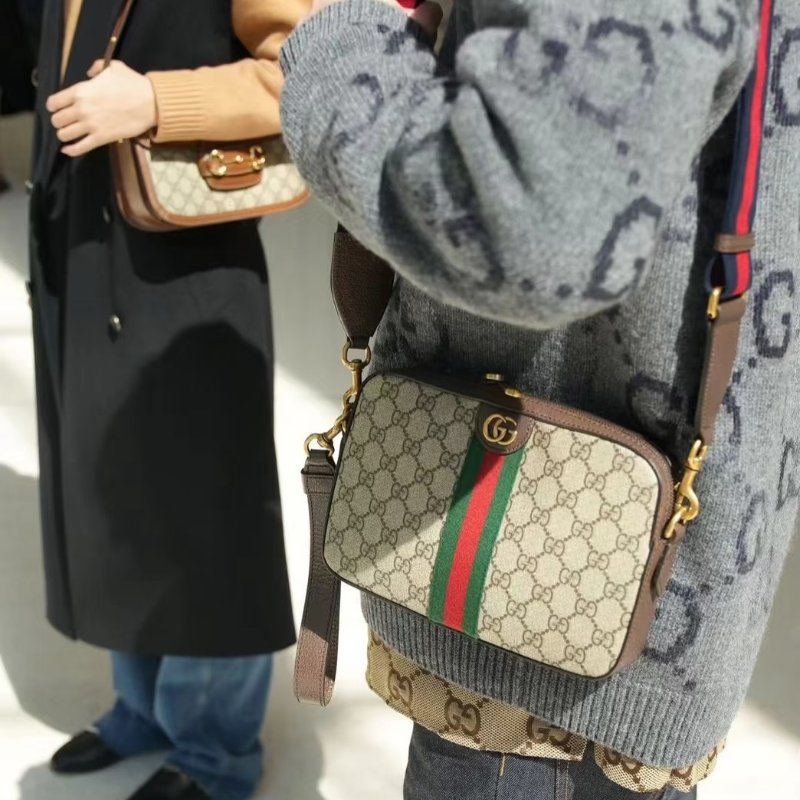 GUCCI Ophidia紅綠織帶老花相機包-10