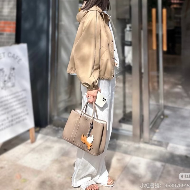 HERMES 大象灰Garden Party30花園包-0