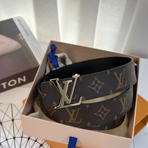 LOUIS VUITTON 經典老花腰帶 - 銀 95