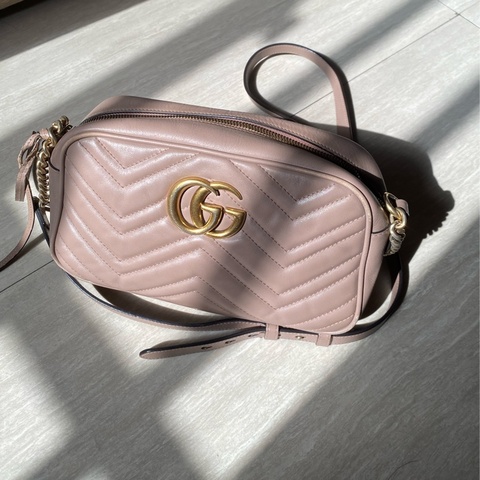 gucci marmont藕粉相機包