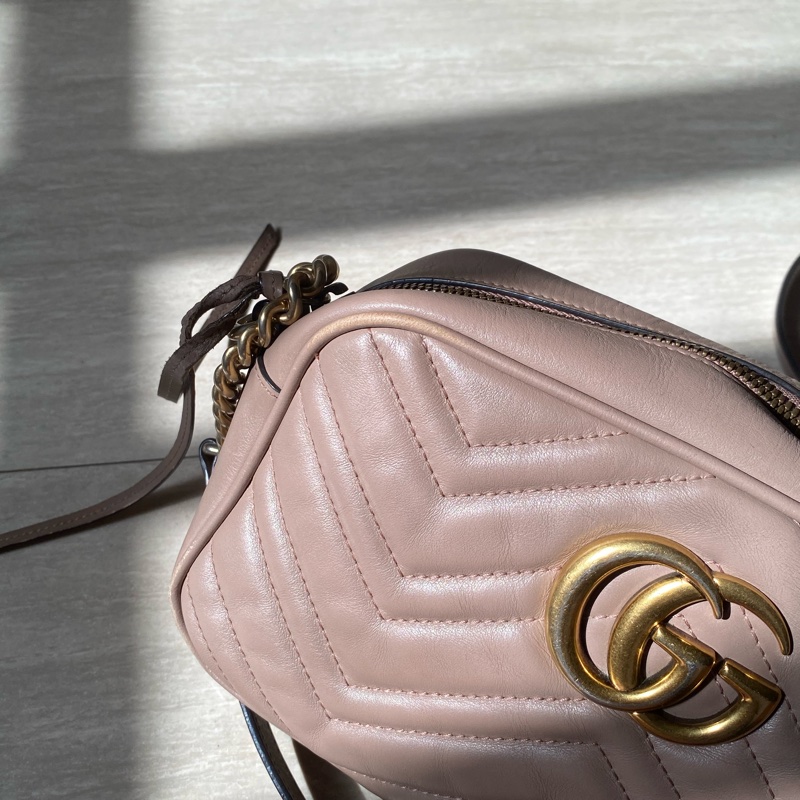 gucci marmont藕粉相機包-1