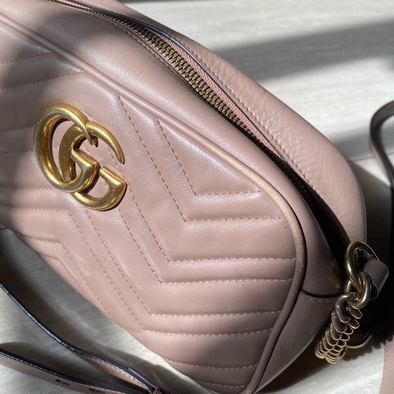 gucci marmont藕粉相機包-2