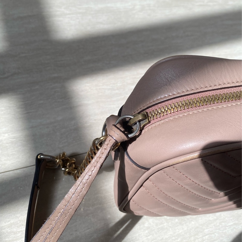 gucci marmont藕粉相機包-3