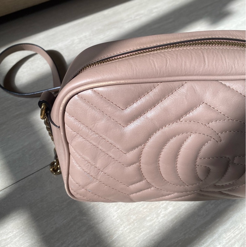 gucci marmont藕粉相機包-4