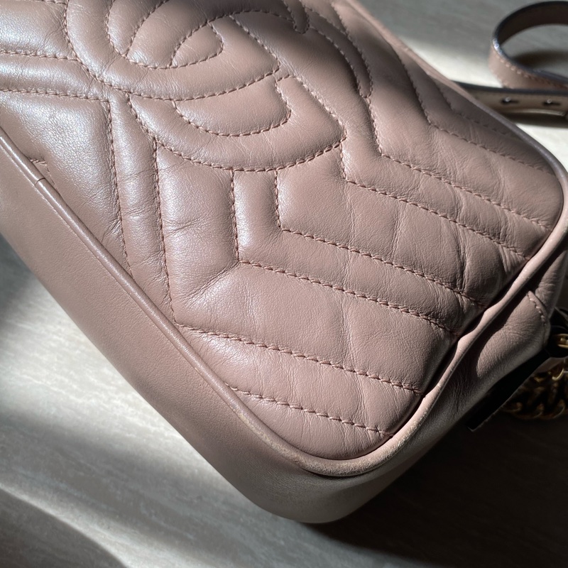 gucci marmont藕粉相機包-7