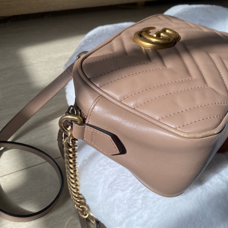 gucci marmont藕粉相機包-9