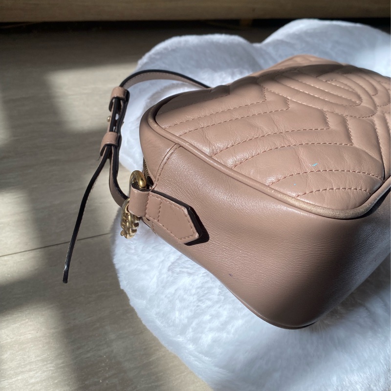 gucci marmont藕粉相機包-10