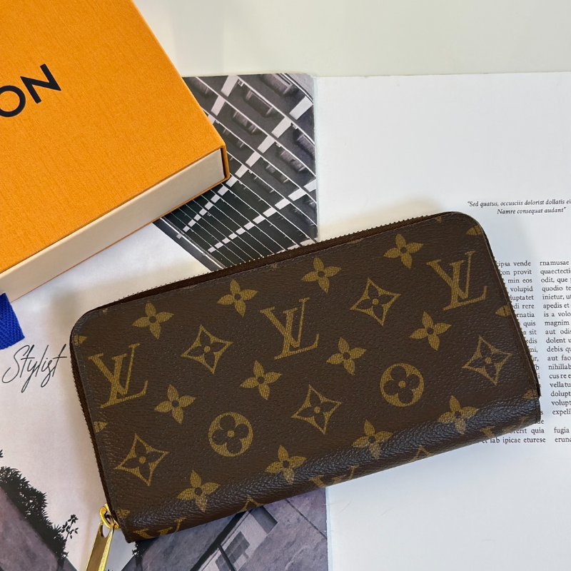 LOUIS VUITTON 經典老花拉鍊長夾 - 棕-0