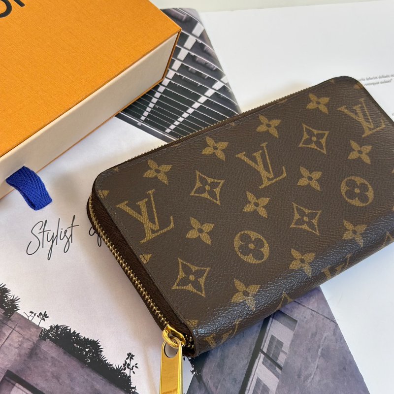 LOUIS VUITTON 經典老花拉鍊長夾 - 棕-1