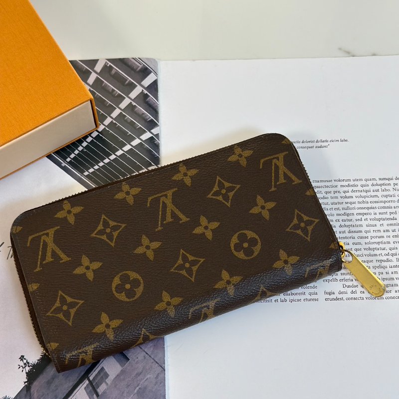 LOUIS VUITTON 經典老花拉鍊長夾 - 棕-3