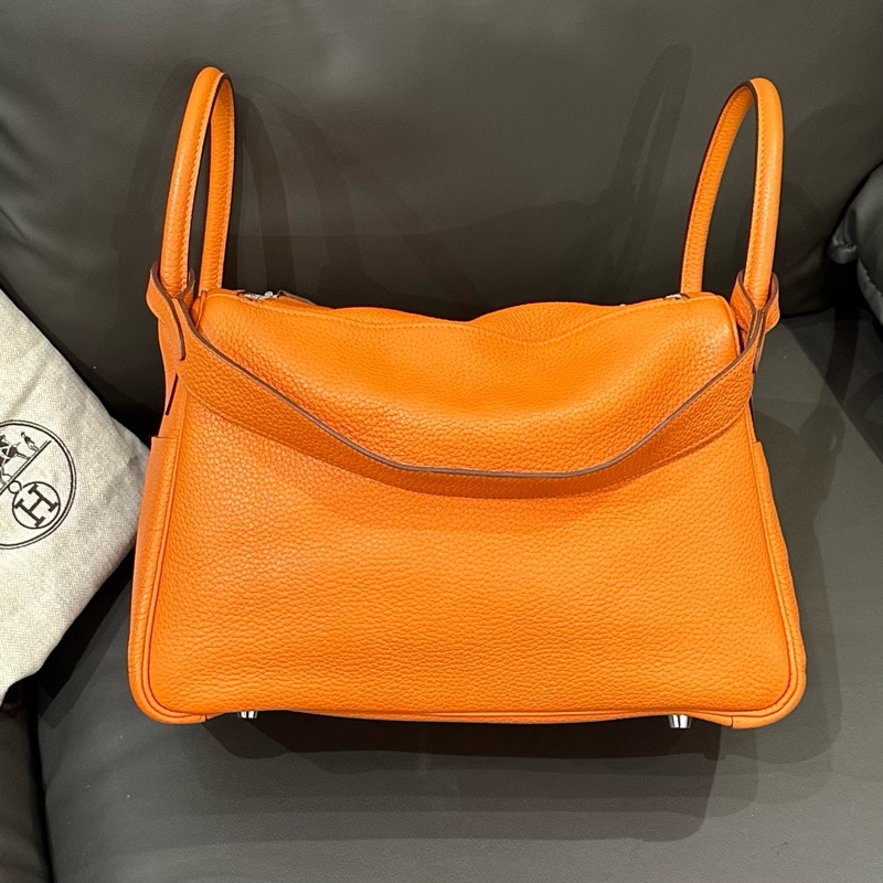 Hermes爱马仕橙色银扣Lindy30-1
