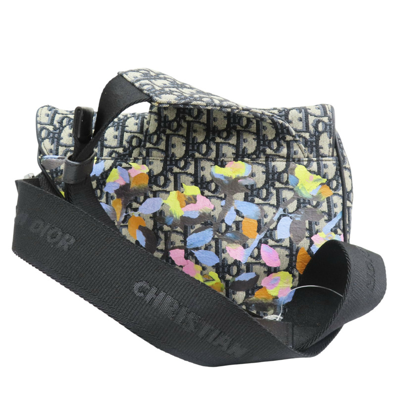 藍色 緹花帆布 塗鴉 Alex Foxton Saddle 馬鞍 肩背包【Dior 迪奧】-2