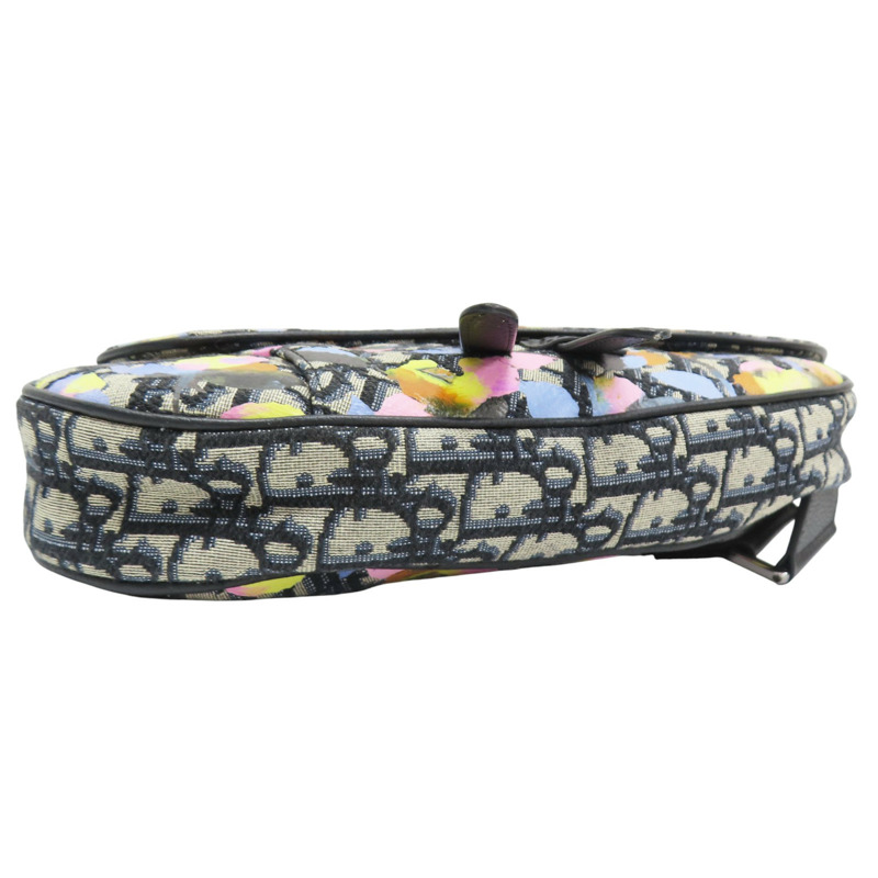 藍色 緹花帆布 塗鴉 Alex Foxton Saddle 馬鞍 肩背包【Dior 迪奧】-3