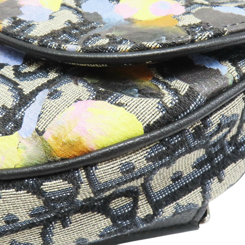 藍色 緹花帆布 塗鴉 Alex Foxton Saddle 馬鞍 肩背包【Dior 迪奧】-5