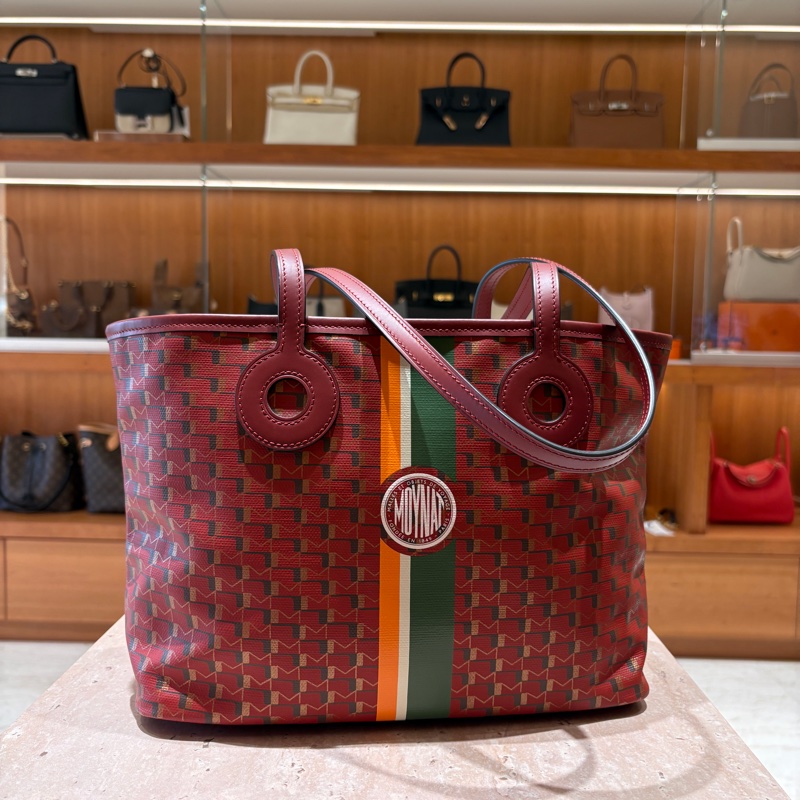 【撞色幾何、低調奢華】MOYNAT TOTE 莫奈托特包|經典M圖騰|條紋撞色設計|大容量通勤手提肩背包-小號-0